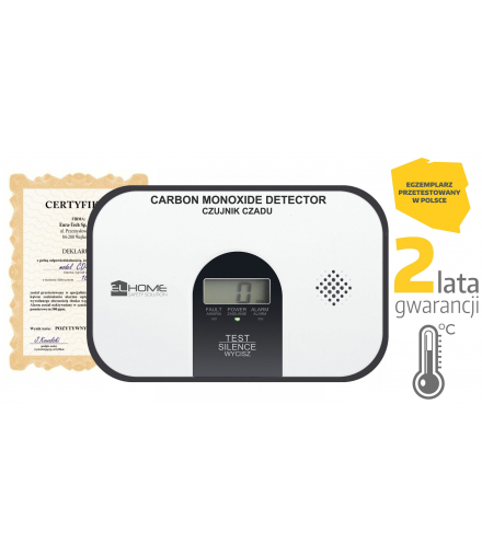 CZUJNIK CZADU CD-54A2v22G300 - wolnostojący, DC 3V (2x LR6), LCD, termometr, 2 lata gwarancji, test 300 ppm