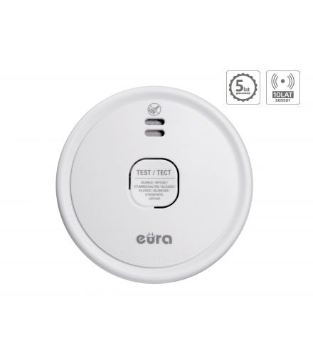 CZUJNIK DYMU SD-08A2 bateryjny 9V DC, czujnik fotooptyczny, żywotność sensora 10 lat, 5 lat gwarancji